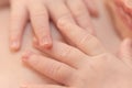 Newborn baby fingers detail
