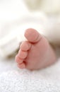 Newborn baby foot close up