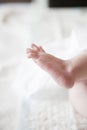 Newborn baby foot over white Royalty Free Stock Photo