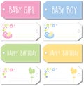 Newborn baby gift tag Royalty Free Stock Photo