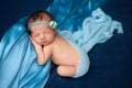 Newborn Baby Girl with Blue Headband