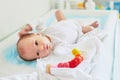 Newborn baby girl on changing table Royalty Free Stock Photo