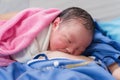 newborn baby girl first drink breastmilk Royalty Free Stock Photo