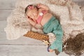 Newborn Baby Girl in a Mermaid Costume Royalty Free Stock Photo