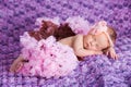 Newborn Baby Girl with Pink Flower Royalty Free Stock Photo