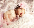 Newborn baby girl with pink tutu. Royalty Free Stock Photo
