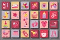 Newborn Baby girl set.Flat Icons with long shadow Royalty Free Stock Photo