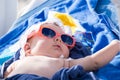 Newborn baby girl sunbathing Royalty Free Stock Photo
