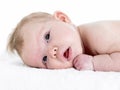 Newborn Baby Girl On Towel Royalty Free Stock Photo