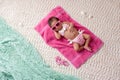 Newborn Baby Girl Wearing a Bikini and Sunglasses Royalty Free Stock Photo