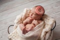 Newborn Baby Girl Wearing a Flower Headband Royalty Free Stock Photo