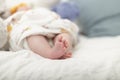 Newborn baby girls tiny feet. Royalty Free Stock Photo