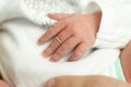 Newborn baby hand and fingers Royalty Free Stock Photo