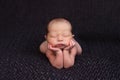 Newborn baby on her elbows Royalty Free Stock Photo