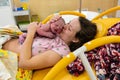 Newborn baby on his mothers arms right after delivery Royalty Free Stock Photo