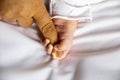 Newborn baby holding his mothers finger Royalty Free Stock Photo