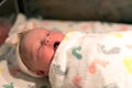 Newborn Baby in Hospital Sleeping In Bassinet