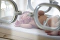 A newborn baby lies in boxes in the hospital Royalty Free Stock Photo