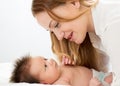 Newborn baby looking at mother Royalty Free Stock Photo
