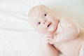 Newborn Baby Lying on Back looking aside Royalty Free Stock Photo