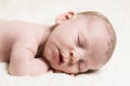 Newborn Baby Male Sleeping Peacefully Closeup Royalty Free Stock Photo