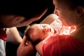 Newborn baby on mother hands Royalty Free Stock Photo