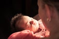 Newborn baby on mother hands Royalty Free Stock Photo