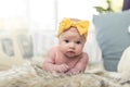 Newborn baby posing for her first portrait. Royalty Free Stock Photo