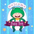 Newborn baby postcard vector illustration Royalty Free Stock Photo