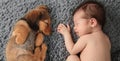 Newborn baby and puppy Royalty Free Stock Photo