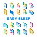 Newborn Baby Sleep Accessories Icons Set Vector Royalty Free Stock Photo