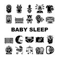 Newborn Baby Sleep Accessories Icons Set Vector Royalty Free Stock Photo