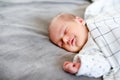 Newborn baby sleep first days of life. Cute little newborn child sleeping peacefully Royalty Free Stock Photo