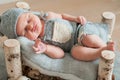 Newborn baby sleeping, asleep on bed