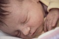 newborn baby sleeping in bed at hospital Royalty Free Stock Photo