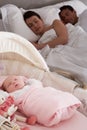 Newborn Baby Sleeping In Cot In Parents Bedroom Royalty Free Stock Photo