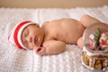 A newborn baby sleeps sweetly. Royalty Free Stock Photo