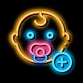 newborn baby toddler neon glow icon illustration