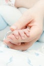 Newborn baby touching his mother hand Royalty Free Stock Photo