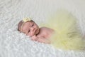 Newborn Baby Wearing a Yellow Tutu Royalty Free Stock Photo