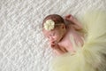 Newborn Baby Wearing a Yellow Tutu Royalty Free Stock Photo
