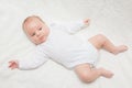 Newborn baby in white romper Royalty Free Stock Photo