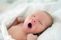 Newborn baby yawning