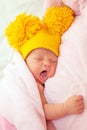 The newborn baby yawns. Royalty Free Stock Photo