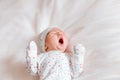 Newborn baby yawns, ten days old Royalty Free Stock Photo