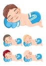 Newborn Boxing or Boxing Sleeping Baby Boys wear Blue Gloves and Short Pants Cartoon