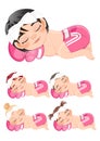 Newborn Boxing or Boxing Sleeping Baby Girls wear Pink Gloves and Short Pants Cartoon