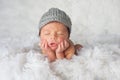 Newborn Boy with Newsboy Hat