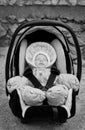 Newborn boy sleeping in the car seat Royalty Free Stock Photo