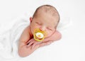 Newborn boy sleeping with pacifier Royalty Free Stock Photo